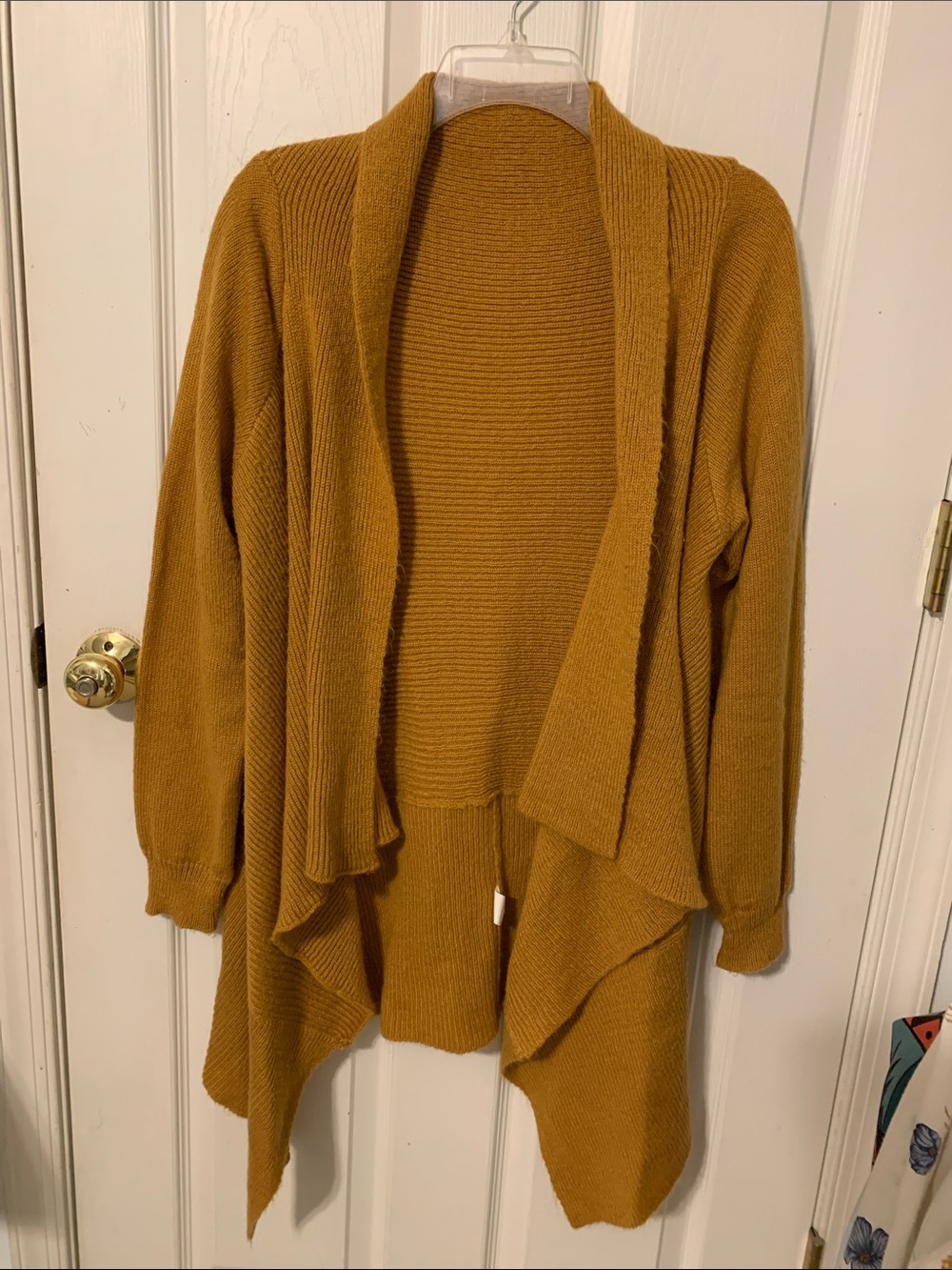 Gold Open Front Waterfall Cardigan  -  size L
